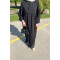 Sare Fashion Waist and Sleeve Gathered Abaya Black