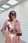 Sare Fashion Waist Tie Skirt Lined Set Red
