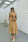 Sare Fashion Waist Tied Hooded Trench Coat Milky Coffee