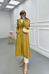 Sare Fashion Waist Tie Hooded Trench Coat Oil Green