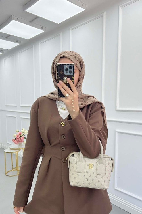 Sare Fashion Waist-Sealed Lined Jacket Set Brown