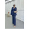 Sare Fashion Waist-Sealed Lined Jacket Set Navy Blue