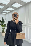 Sare Fashion Waist-Sealed Lined Jacket Set Black