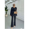 Sare Fashion Waist-Sealed Lined Jacket Set Black