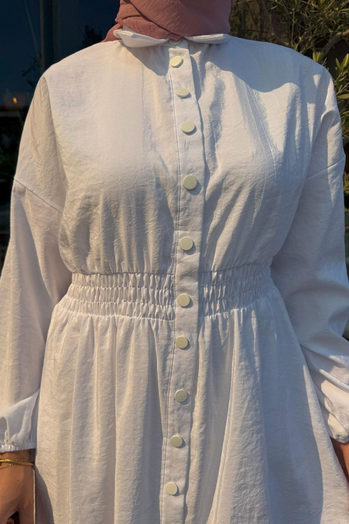 Sare Fashion Waisted Parachute Dress White
