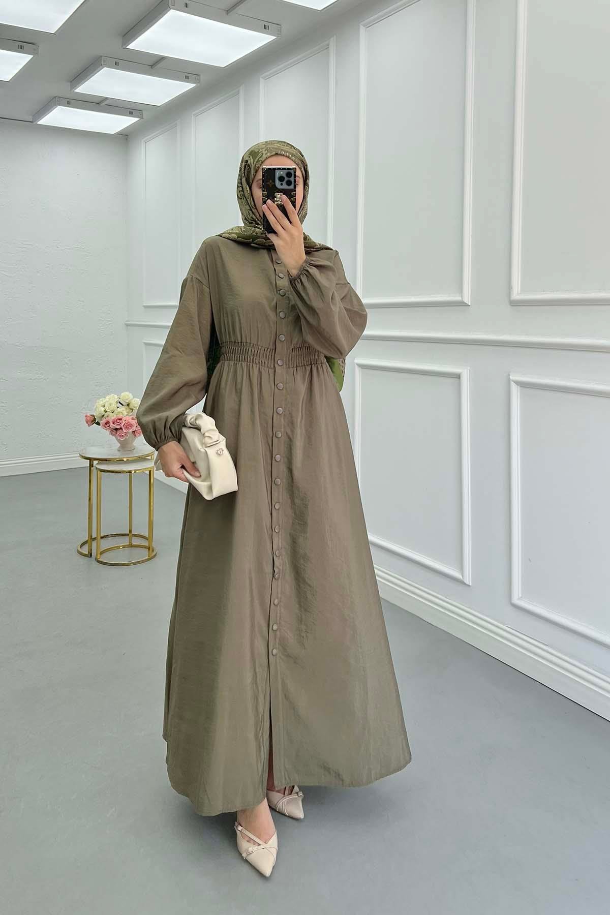 Sare Fashion Waisted Parachute Dress Khaki