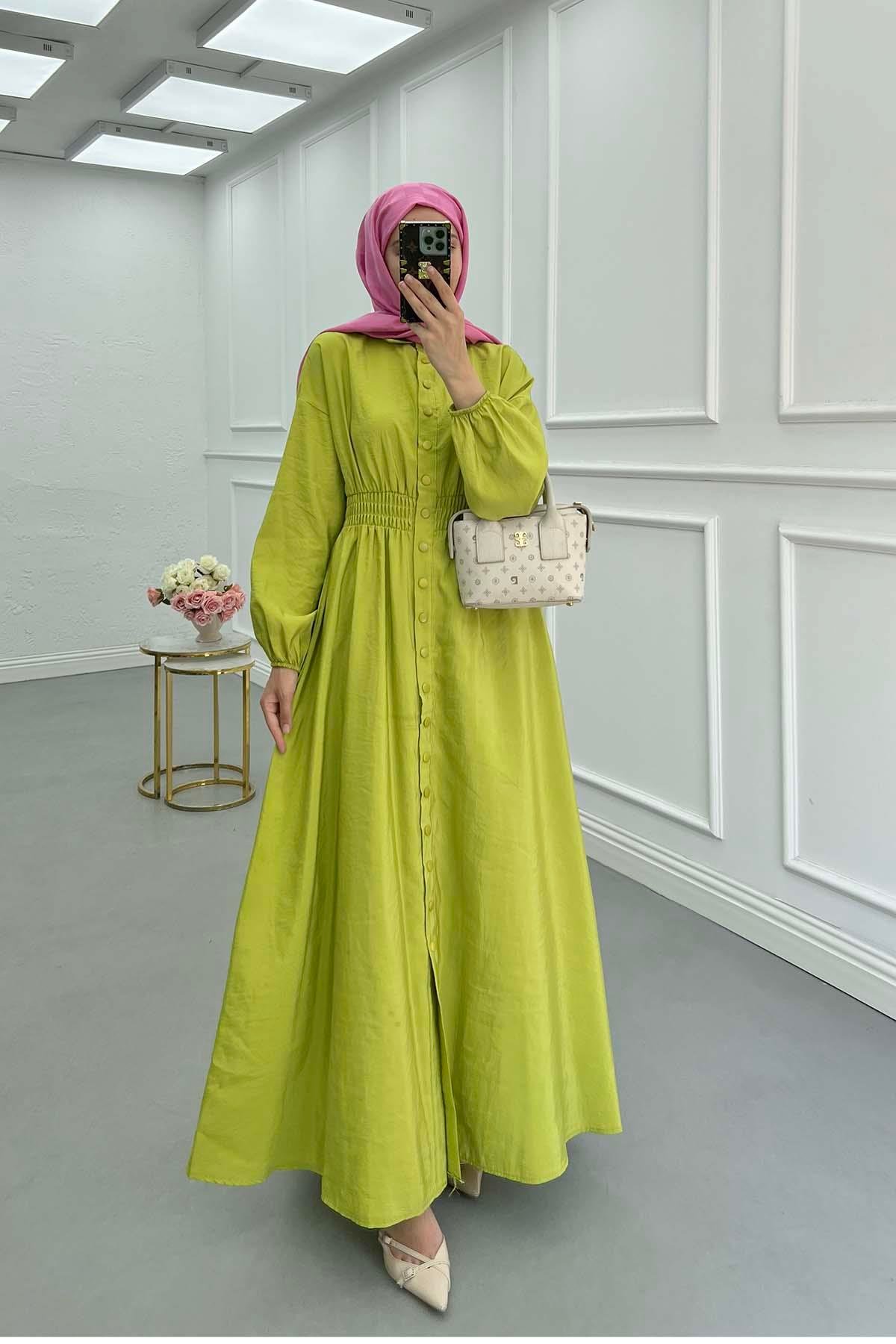 Sare Fashion Waisted Parachute Dress Oil Green