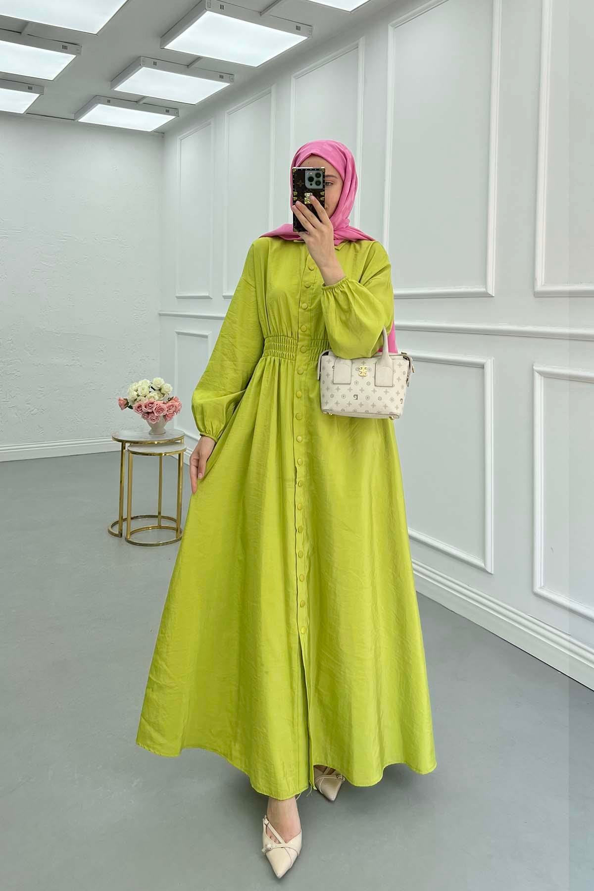 Sare Fashion Waisted Parachute Dress Oil Green