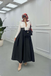 Sare Fashion Ruffle Waist Sleeve Detailed Dress Black