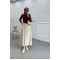 Sare Fashion Elastic Waist Aerobin Skirt Beige