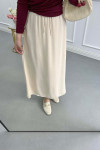Sare Fashion Elastic Waist Aerobin Skirt Beige