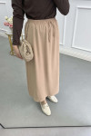 Sare Fashion Elastic Waist Aerobin Skirt Milky Coffee