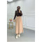 Sare Fashion Elastic Waist Aerobin Skirt Milky Coffee