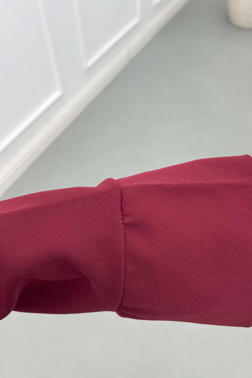 Sare Fashion Elastic Waist Tie Suit Burgundy