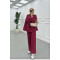 Sare Fashion Elastic Waist Tie Suit Burgundy