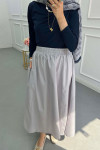 Sare Fashion Elastic Waist Pocket Detailed Skirt Gray