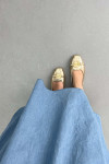 Sare Fashion Elastic Waist Pocket Denim Skirt Blue