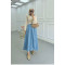 Sare Fashion Elastic Waist Pocket Denim Skirt Blue