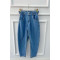 Sare Fashion Elastic Waist Double Button Jeans Light Blue
