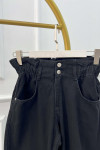 Sare Fashion Elastic Waist Denim Trousers Black