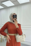 Sare Fashion Elastic Waist Belted Cutout Dress Tile