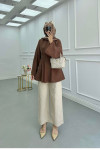 Sare Fashion Elastic Waist Jeans Beige