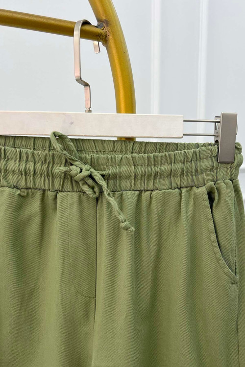 Sare Fashion Elastic Waist Jeans Khaki