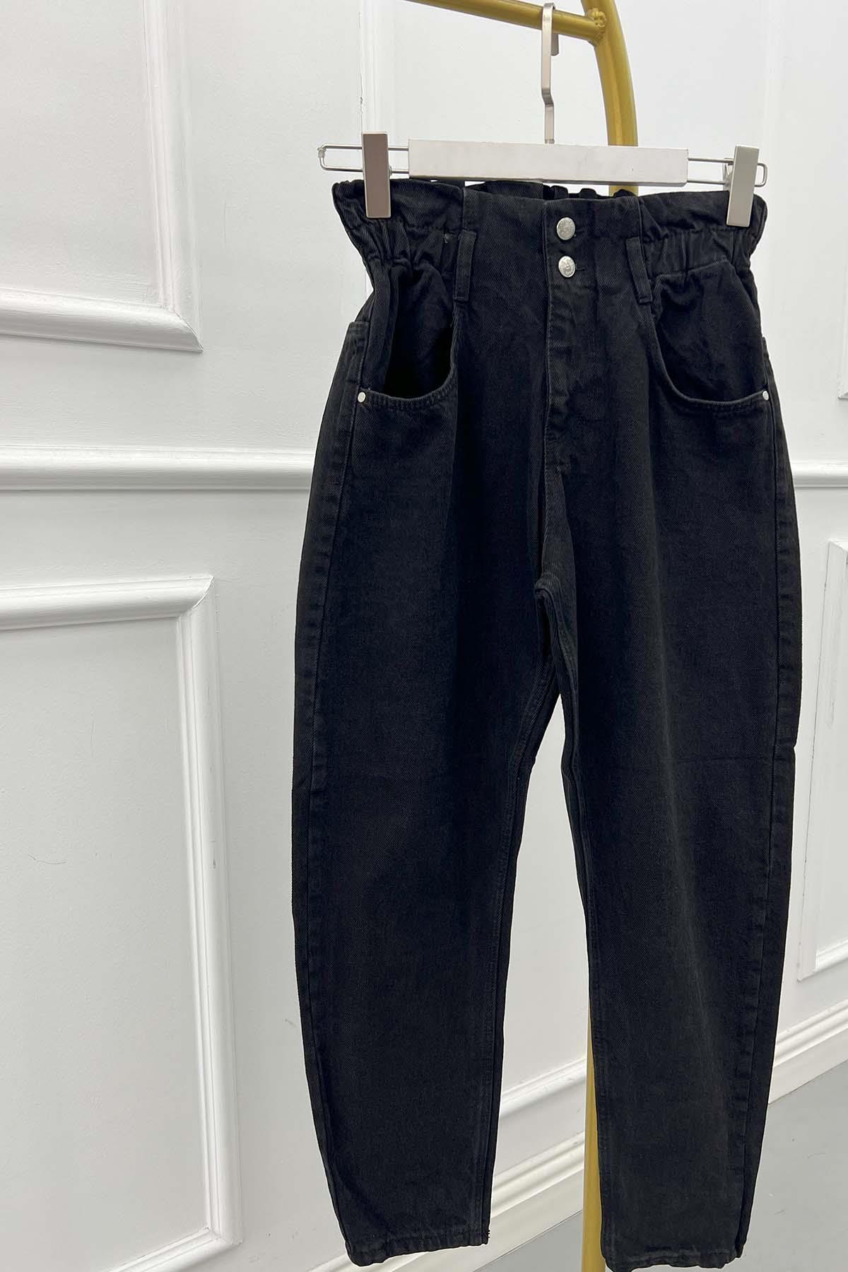 Sare Fashion Elastic Waist Jeans Black