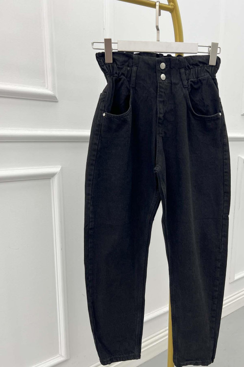 Sare Fashion Elastic Waist Jeans Black