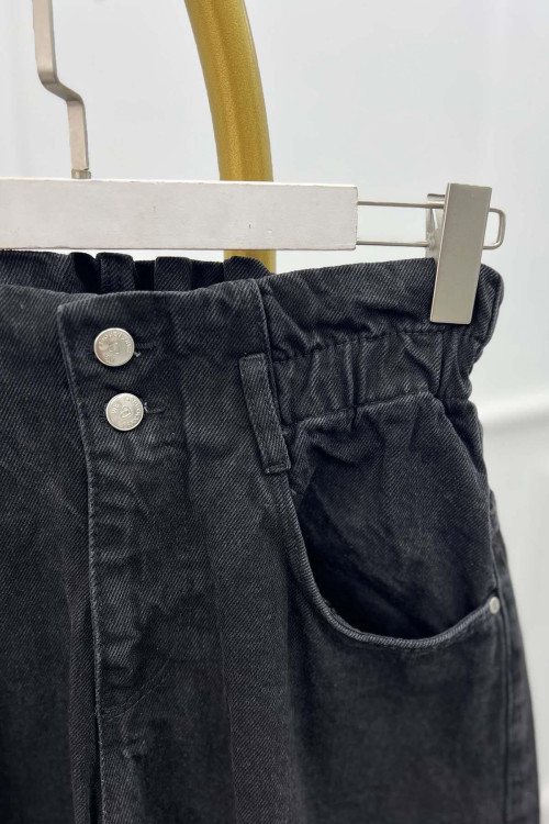 Sare Fashion Elastic Waist Jeans Black