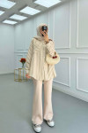 Sare Fashion Elastic Waist Crepe Trousers Beige