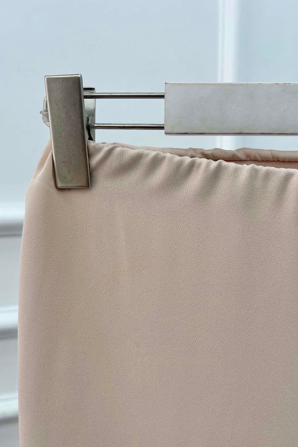 Sare Fashion Elastic Waist Crepe Trousers Beige