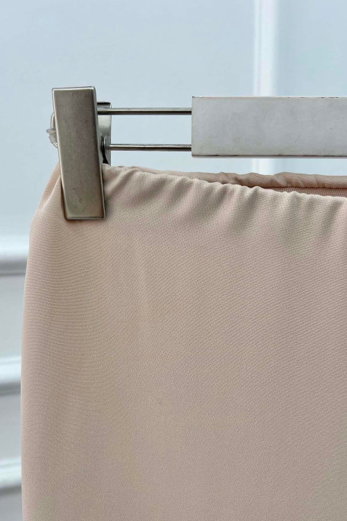 Sare Fashion Elastic Waist Crepe Trousers Beige