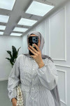 Sare Fashion Elastic Waist Small Stone Dress Gray