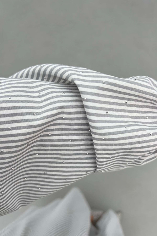Sare Fashion Elastic Waist Small Stone Dress Gray