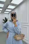 Sare Fashion Elastic Waist Small Stone Dress Blue