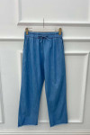 Sare Fashion Elastic Waist Leg Detailed Jeans Blue