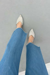 Sare Fashion Elastic Waist Leg Detailed Jeans Blue