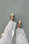 Sare Fashion Elastic Waist Detailed Jeans White