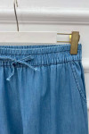 Sare Fashion Elastic Waist Leg Detailed Jeans Blue