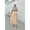 Sare Fashion Elastic Waist Pleated Skirt Beige
