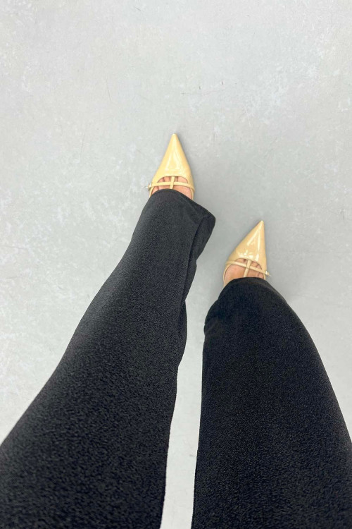 Sare Fashion Elastic Waist Glittery Trousers Black