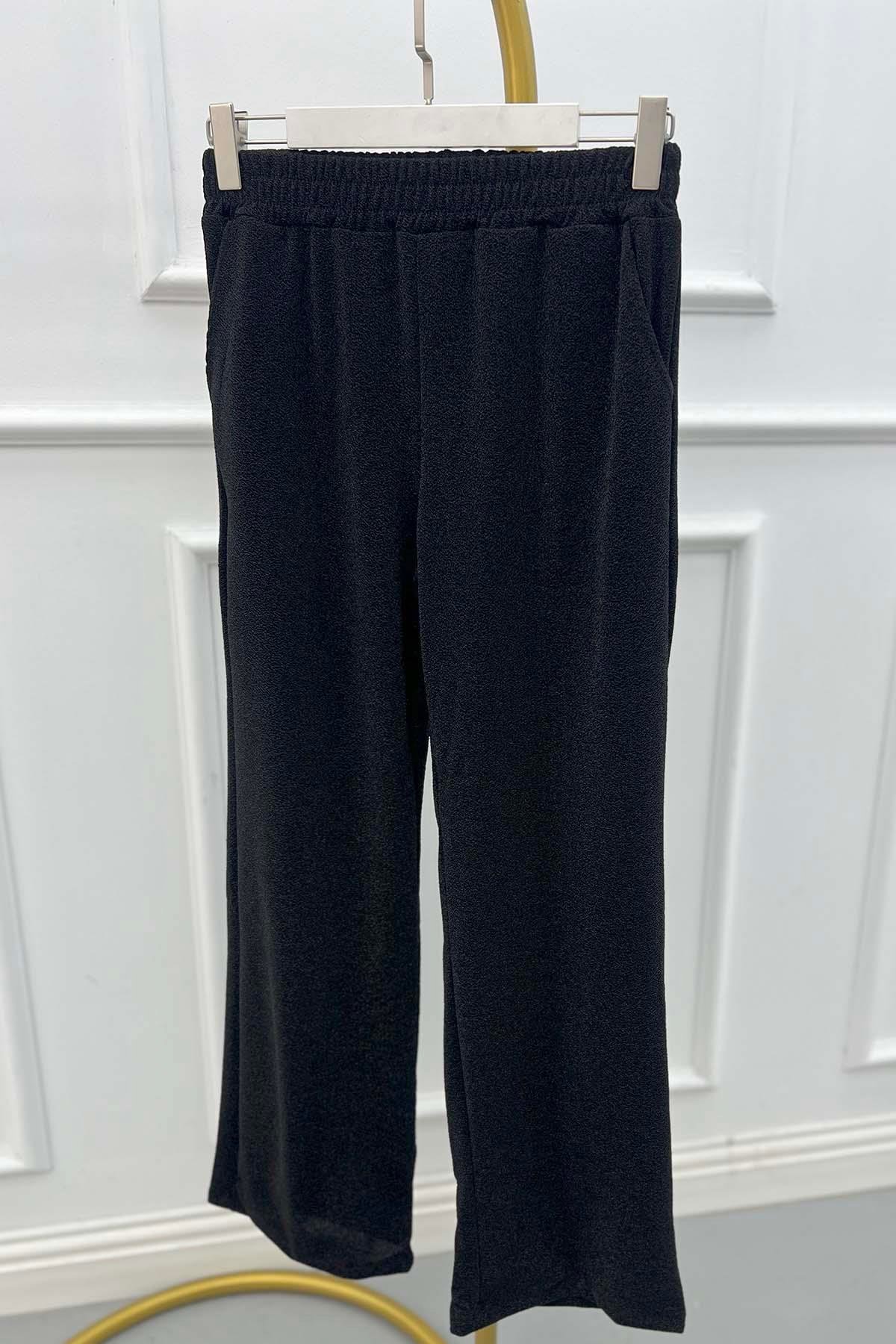 Sare Fashion Elastic Waist Glittery Trousers Black