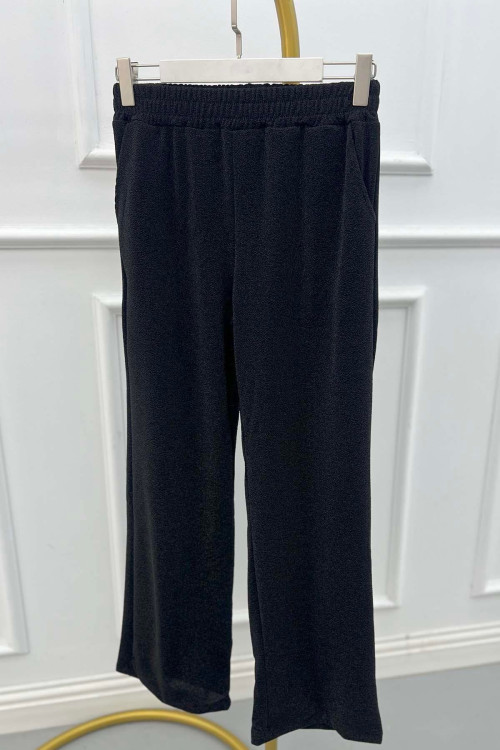 Sare Fashion Elastic Waist Glittery Trousers Black