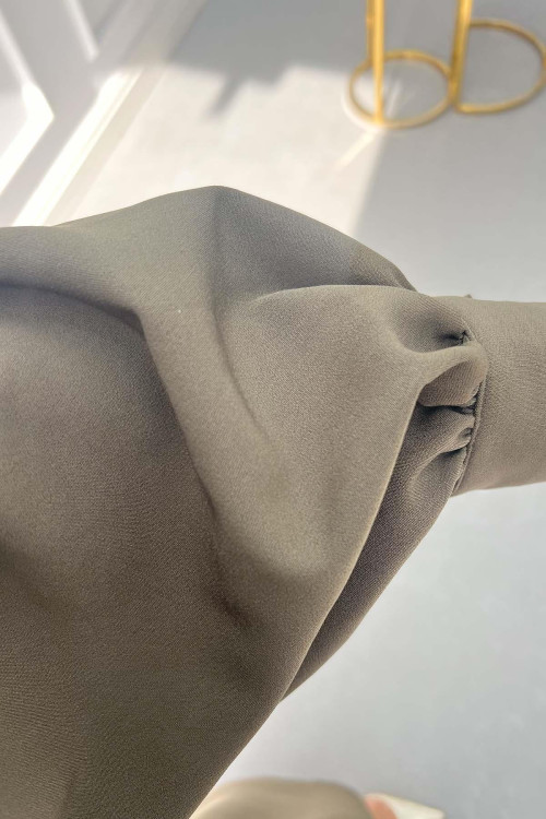 Sare Fashion Double Dress with Elastic Waistband and Vest Detail, Khaki