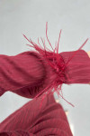 Sare Fashion Jacquard Dress with Tulle Detail on the Ankle, Burgundy