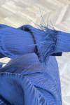 Sare Fashion Jacquard Dress with Tulle Detail on the Wrist Navy Blue