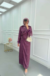 Sare Fashion Tulle Detailed Ankle Jacquard Dress Purple
