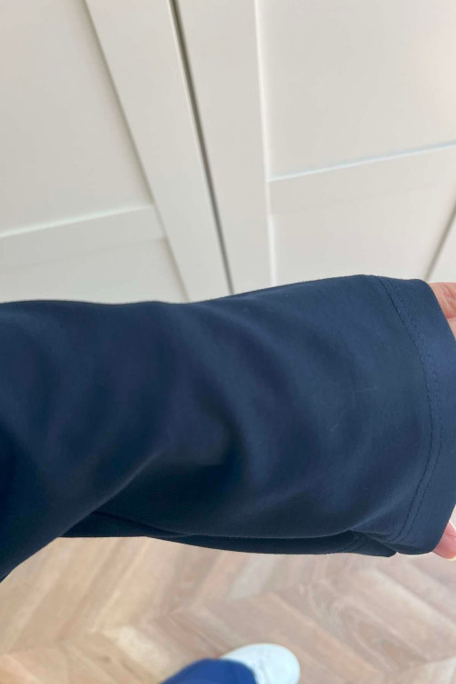 Sare Fashion Crew Neck Belted Oysh Sweat Navy Blue Sare Fashion Crew Neck Belted Oysh Sweat Navy Blue