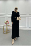 Sare Fashion Crew Neck Knit Dress Black